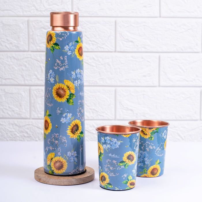 Garden Blooms Copper Bottle and Tumbler Set