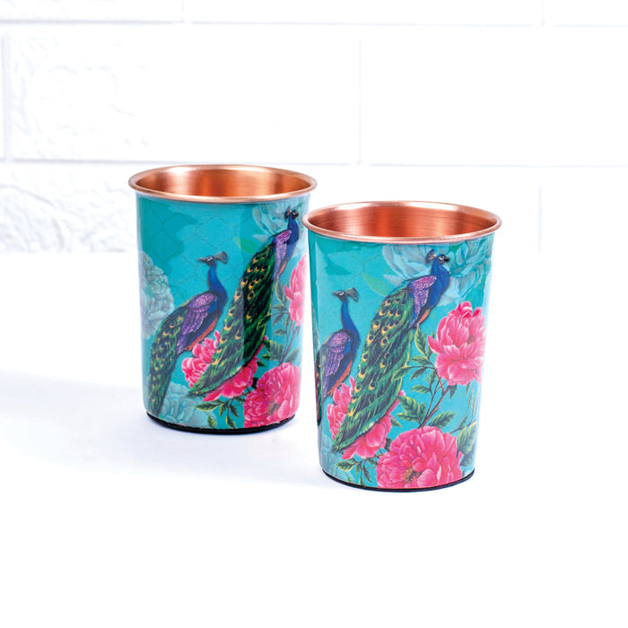 The Royal Peacock Copper Bottle and Tumblers - Gift Set