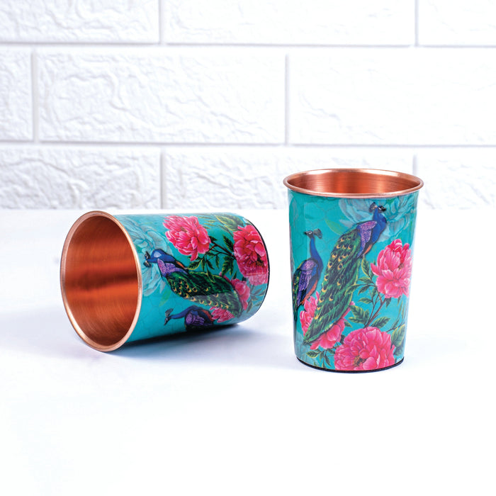 The Royal Peacock Copper Bottle and Tumbler Set