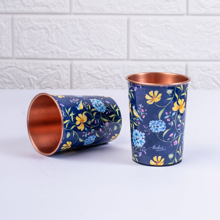 Vintage Blooms Copper Bottle and Tumbler Set