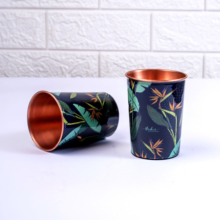 Birds of Paradise Copper Bottle and Tumbler Set