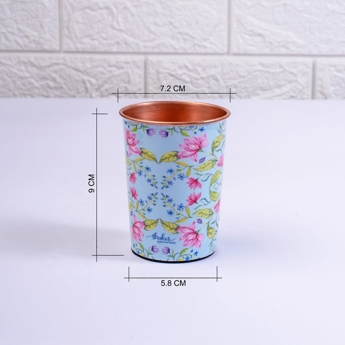 Summer Florescence Light Blue Copper Bottle and Tumbler Set