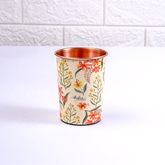 Summer Blossoms Copper Bottle and Tumblers - Gift Set