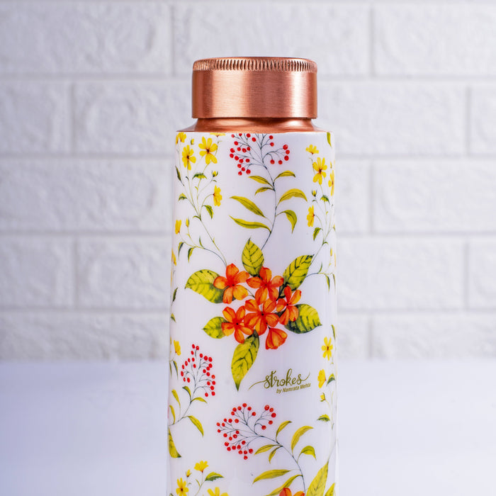 Yellow and Orange floral Copper bottle