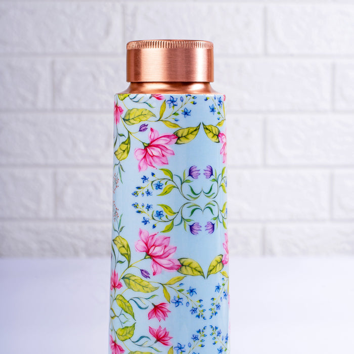 Summer Florescence Light Blue Copper Bottle and Tumbler Set