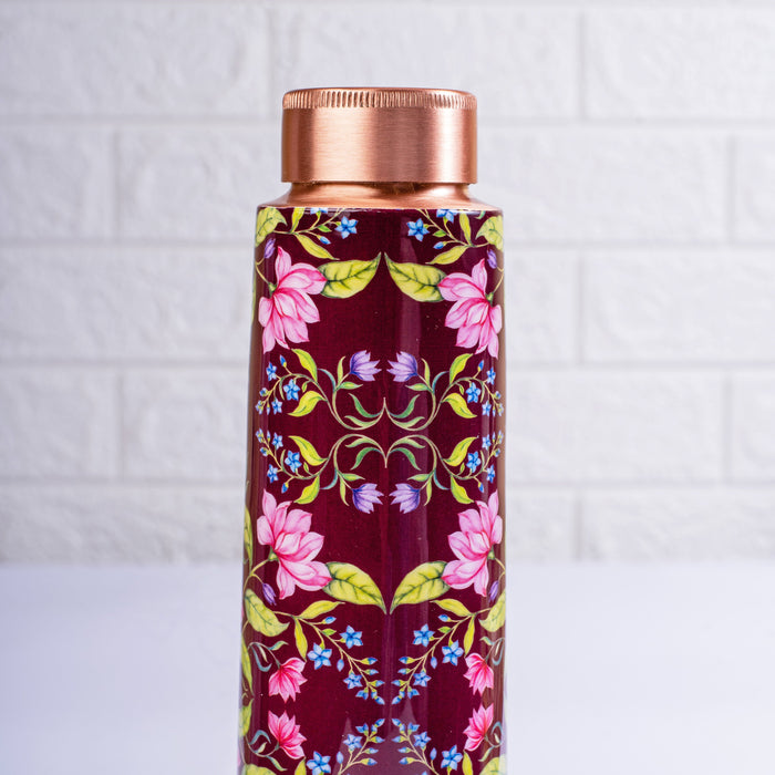 Summer Florescence Maroon Copper Bottle and Tumbler Set