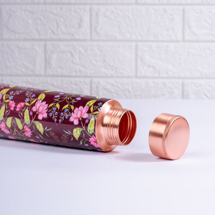 Summer Florescence Maroon Copper Bottle and Tumbler Set