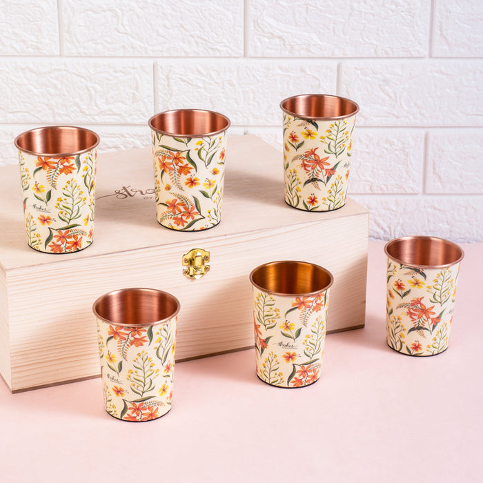 Summer Blossoms Copper Tumblers - Gift Set