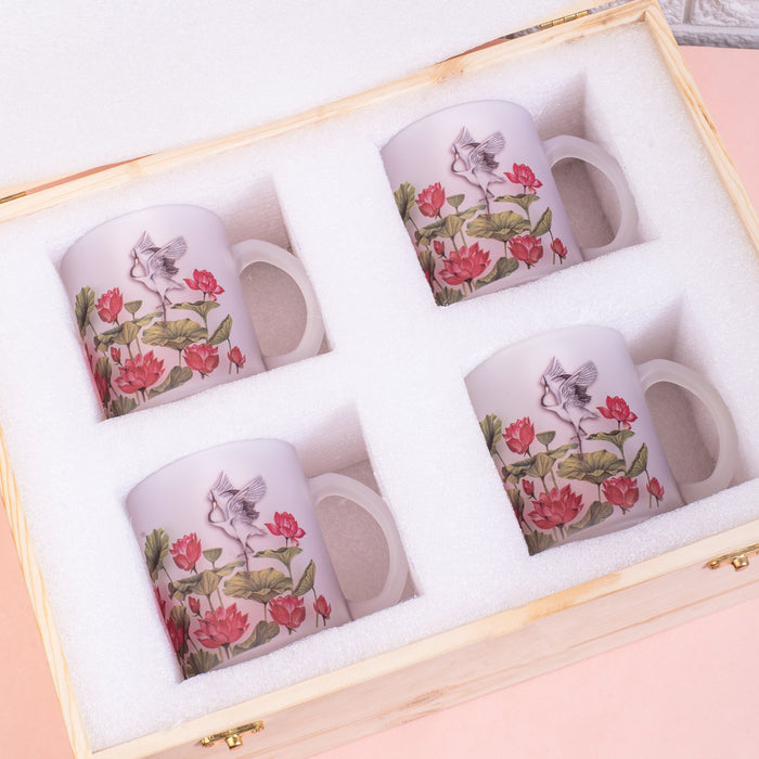 Lotus Field Frosted Glass Mug - Gift Set