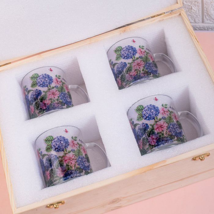 Hydrangea Glass Mug - Gift Set