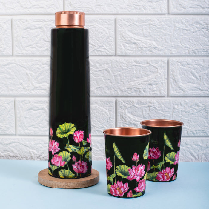 Lotus Field Copper Bottle and Tumbler Set