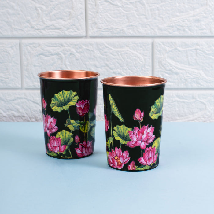 Lotus Field Copper Bottle and Tumbler Set