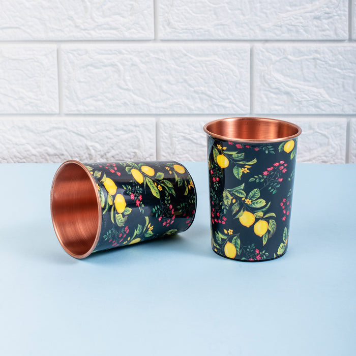 Zesty Lemon Copper Tumblers - Gift Set