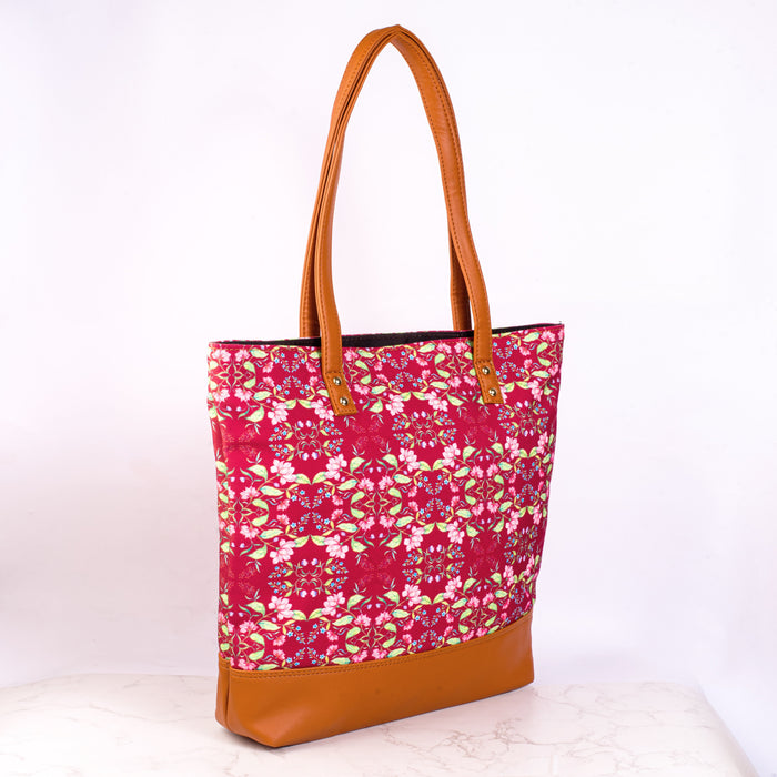 Summer Florescence Maroon Tote Bag