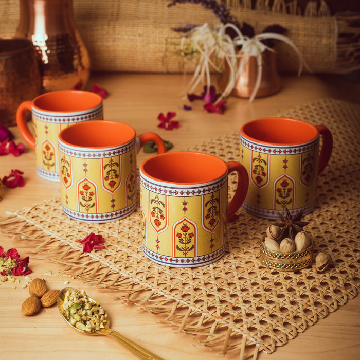 Marigold Melody Ceramic Tea cups - Set of 4