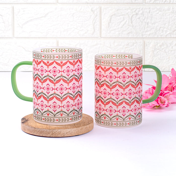 Floral Trellis Frosted mugs - Set of 2 and 4