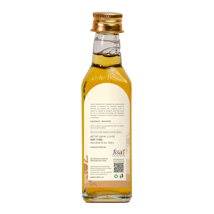 Cold Pressed Almond Oil - Sweet | For Haircare & Skincare | 100Ml