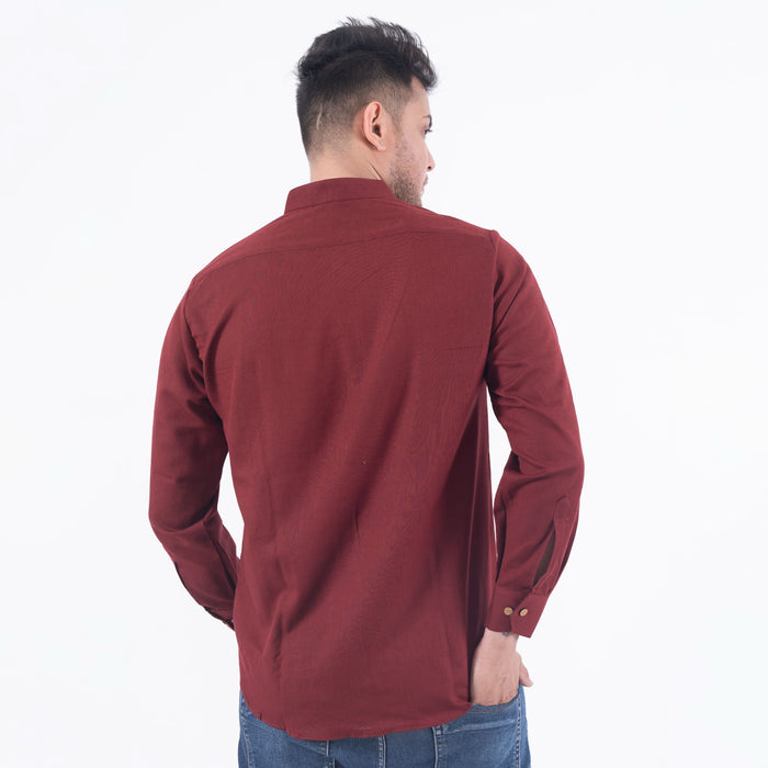 Maroon Solid Cotton Linen Shirt