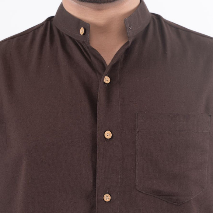 Chocolate Brown Solid Cotton Linen Shirt