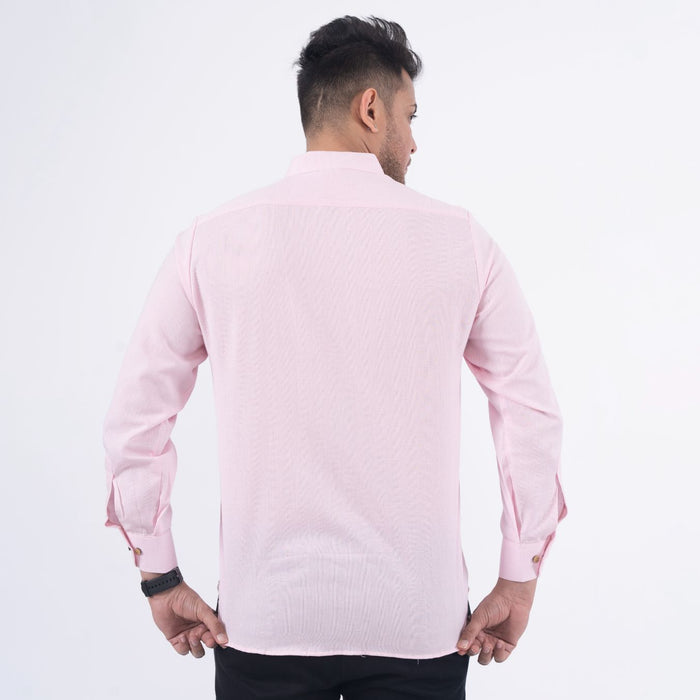 Baby Pink Solid Cotton Linen Shirt