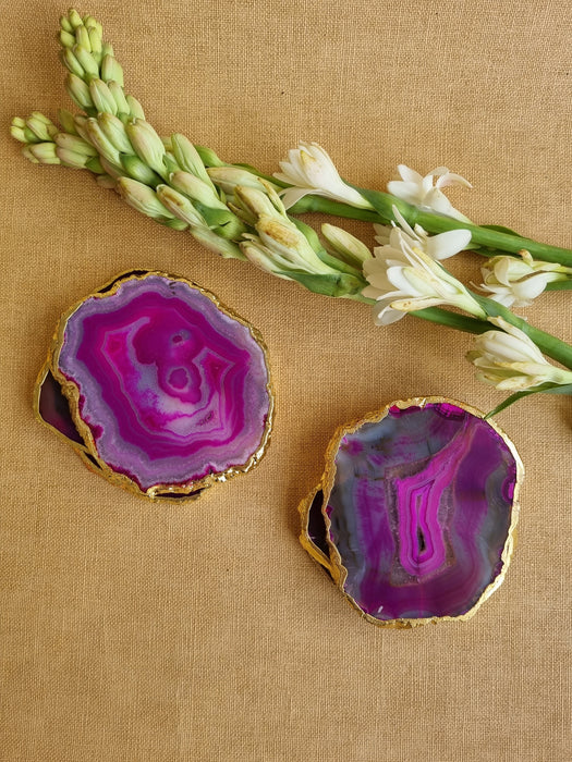 Plum Golden-Edged Coasters