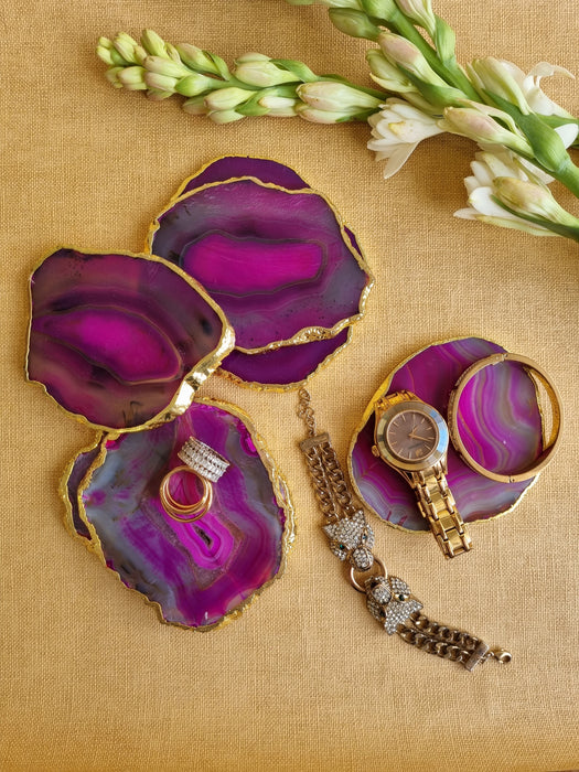 Plum Golden-Edged Coasters