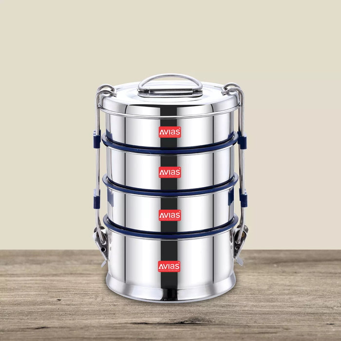 Ivy Lunch Box | Stainless Steel Boxes With Silicon Bonded Ss Lid | Durable Machine Wash Cover Bag | 2/3/4 Containers