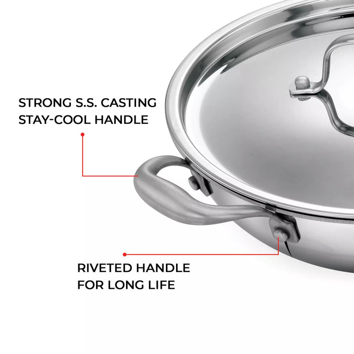 Triply Combo I - Riara Kadai 22Cm + Riara Frypan 22Cm | Stainless Steel | 3 Layered Body | Induction Friendly