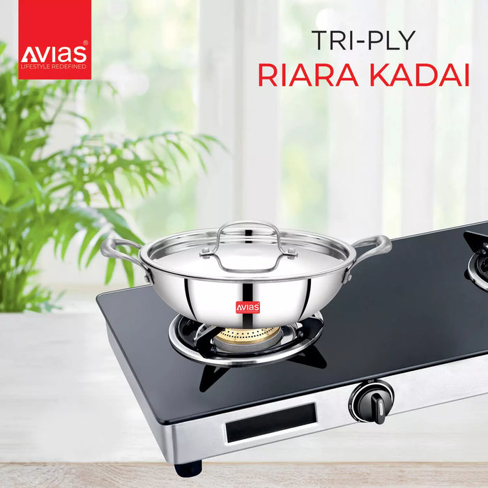 Triply Combo I - Riara Kadai 22Cm + Riara Frypan 22Cm | Stainless Steel | 3 Layered Body | Induction Friendly