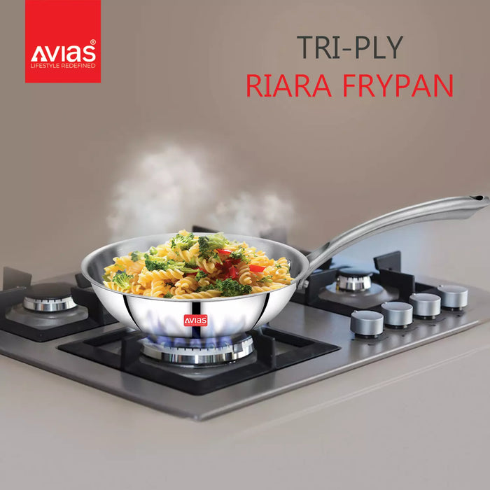 Triply Combo I - Riara Kadai 22Cm + Riara Frypan 22Cm | Stainless Steel | 3 Layered Body | Induction Friendly