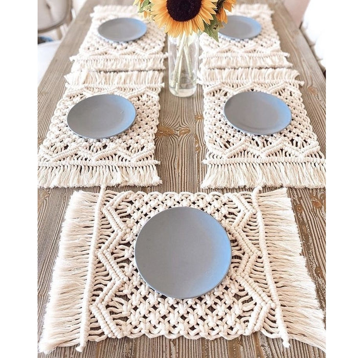 Macrame Dinning Table Mats ( Set Of 6 )