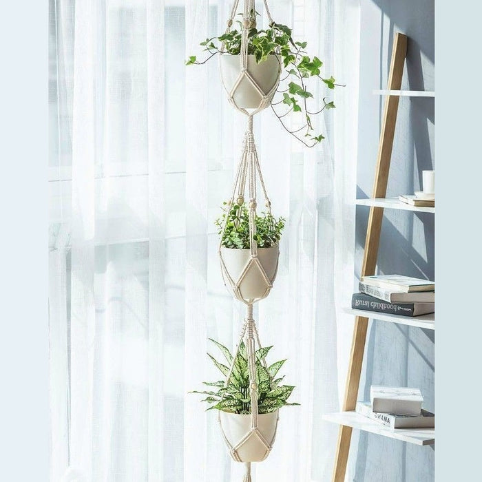 Macrame Triplet Planter Hanging (Without Pots)