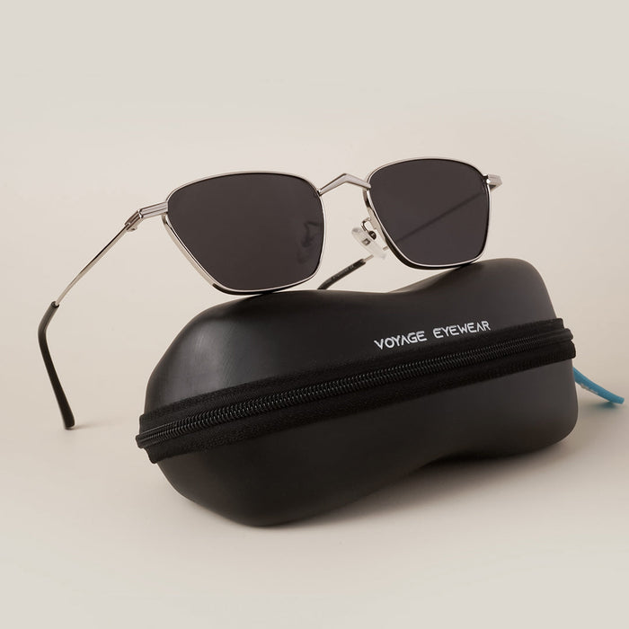 Voyage Black Silver Retro Square Sunglasses - MG3456