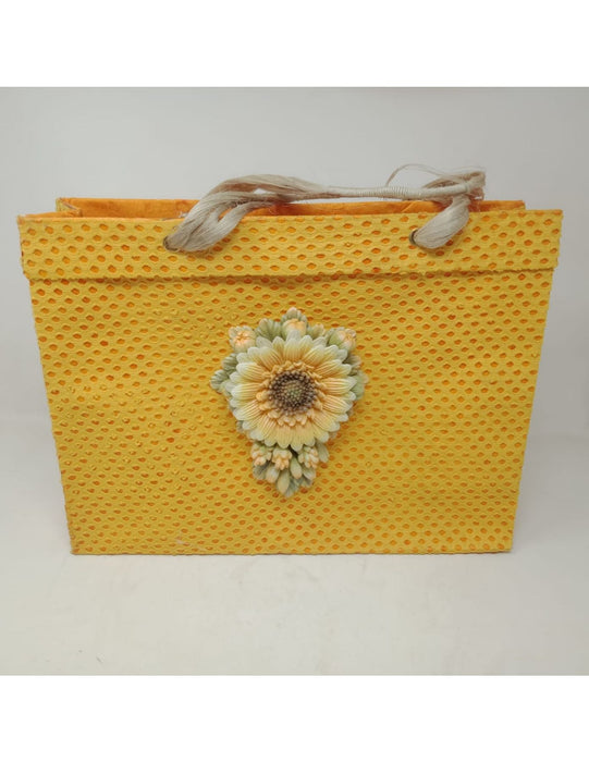 Decorative Paper Bag Set: Maya Blue Hinted Lime Green And Dandelion Sunflower Combo