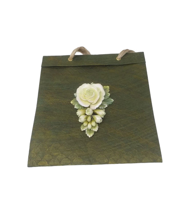 Rosette Bag Set: Olive Tangerine Paper And Berry-Rose Textiles Combo