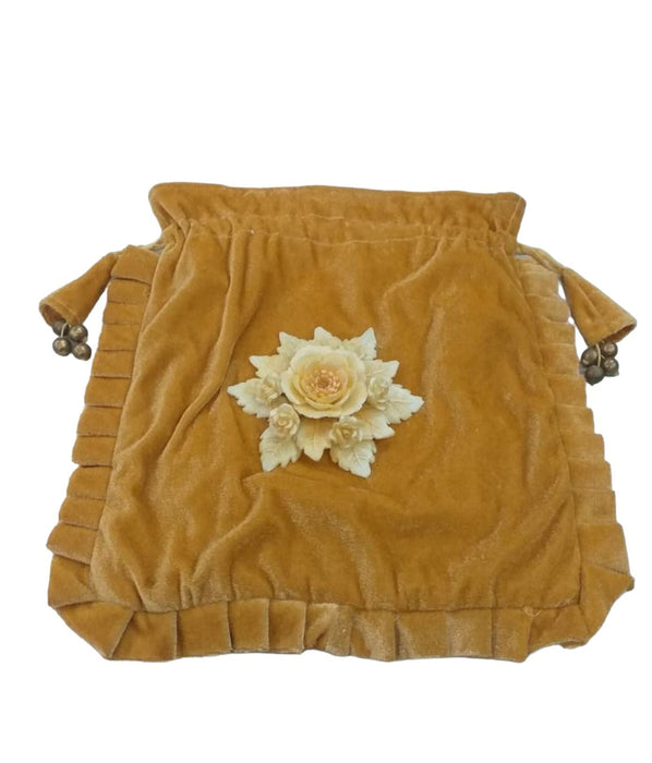 Mustard Rose Embellished Potli Bag