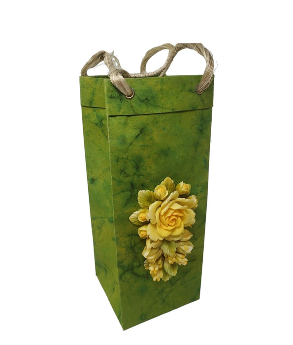 Nature Wine Bag Set: Parchment Brown And Forest Flower Combo