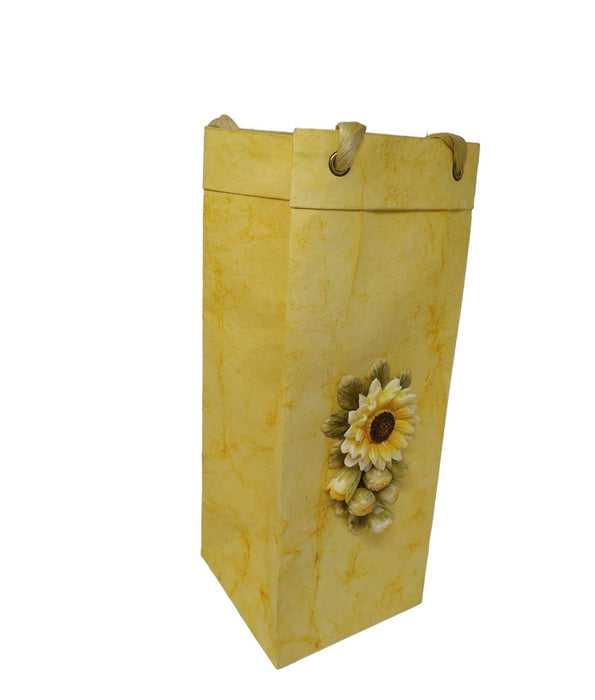 Sunflower Blossom & Lemon Wreath Wine And Paper Bag Set