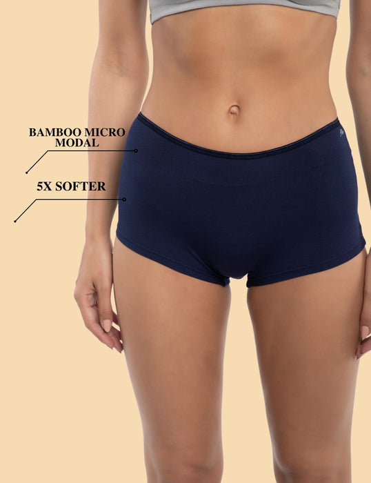 Bamboo Micro Modal | Anti Bacterial |Women Boyshort | Premium Panty | 3X moisture wicking | 50 Wash Guarantee | Pack of 3