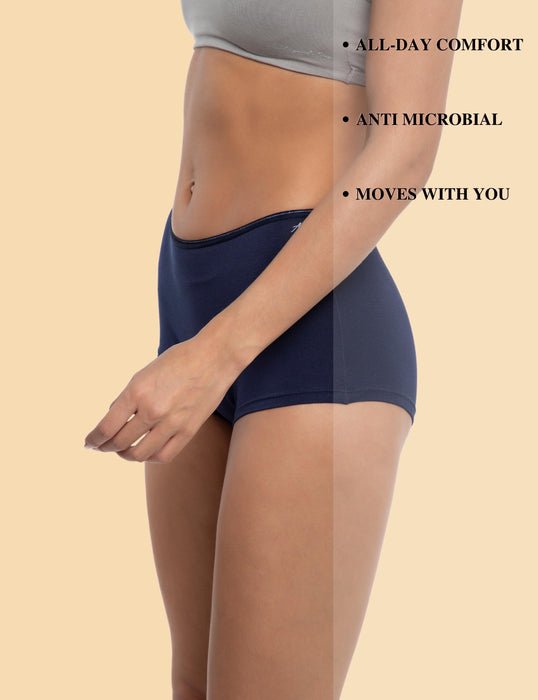 Bamboo Micro Modal | Anti Bacterial |Women Boyshort | Premium Panty | 3X moisture wicking | 50 Wash Guarantee | Pack of 3