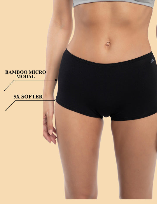 Bamboo Micro Modal | Women Boysleg | Anti Bacterial |Premium Panty | 3X moisture wicking | 50 Wash Guarantee | Pack of 3