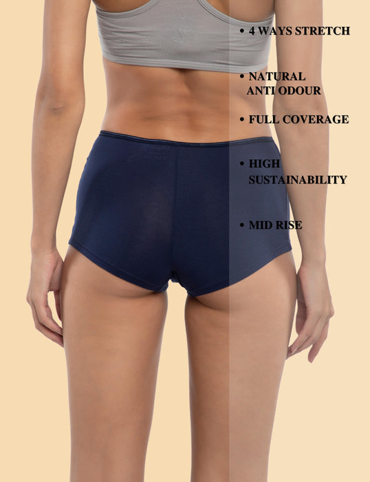 Bamboo Micro Modal | Women Boysleg | Anti Bacterial |Premium Panty | 3X moisture wicking | 50 Wash Guarantee | Pack of 2