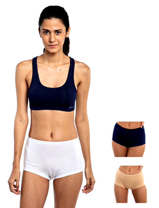 Bamboo Micro Modal | Women Boysleg | Anti Bacterial |Premium Panty | 3X moisture wicking | 50 Wash Guarantee | Pack of 3