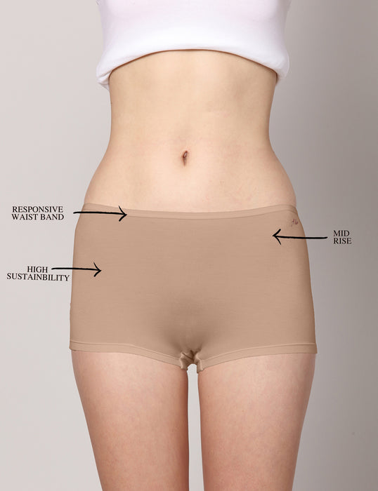 Bamboo Micro Modal | Anti Bacterial |Women Boyshort | Premium Panty | 3X moisture wicking | 50 Wash Guarantee | Pack of 2