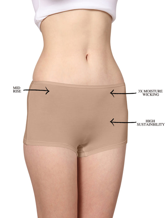 Bamboo Micro Modal | Anti Bacterial |Women Boyshort | Premium Panty | 3X moisture wicking | 50 Wash Guarantee | Pack of 2