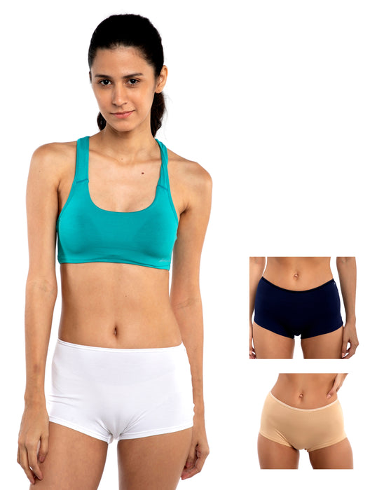 Bamboo Micro Modal | Anti Bacterial |Women Boyshort | Premium Panty | 3X moisture wicking | 50 Wash Guarantee | Pack of 3