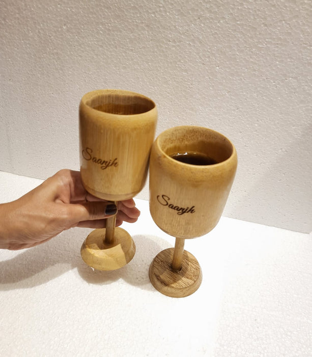 Bamboo Handmade Wine Goblets - Pack of 2