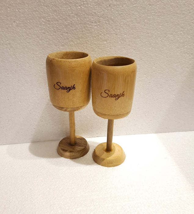 Bamboo Handmade Wine Goblets - Pack of 2