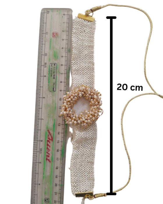 Motipatti Choker Set Beige Yellow Brown With Beads