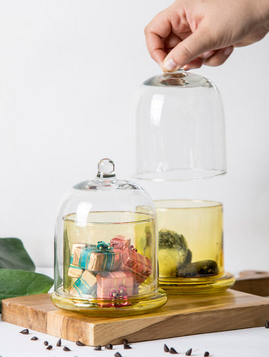 Glass Bell Jar - Yellow